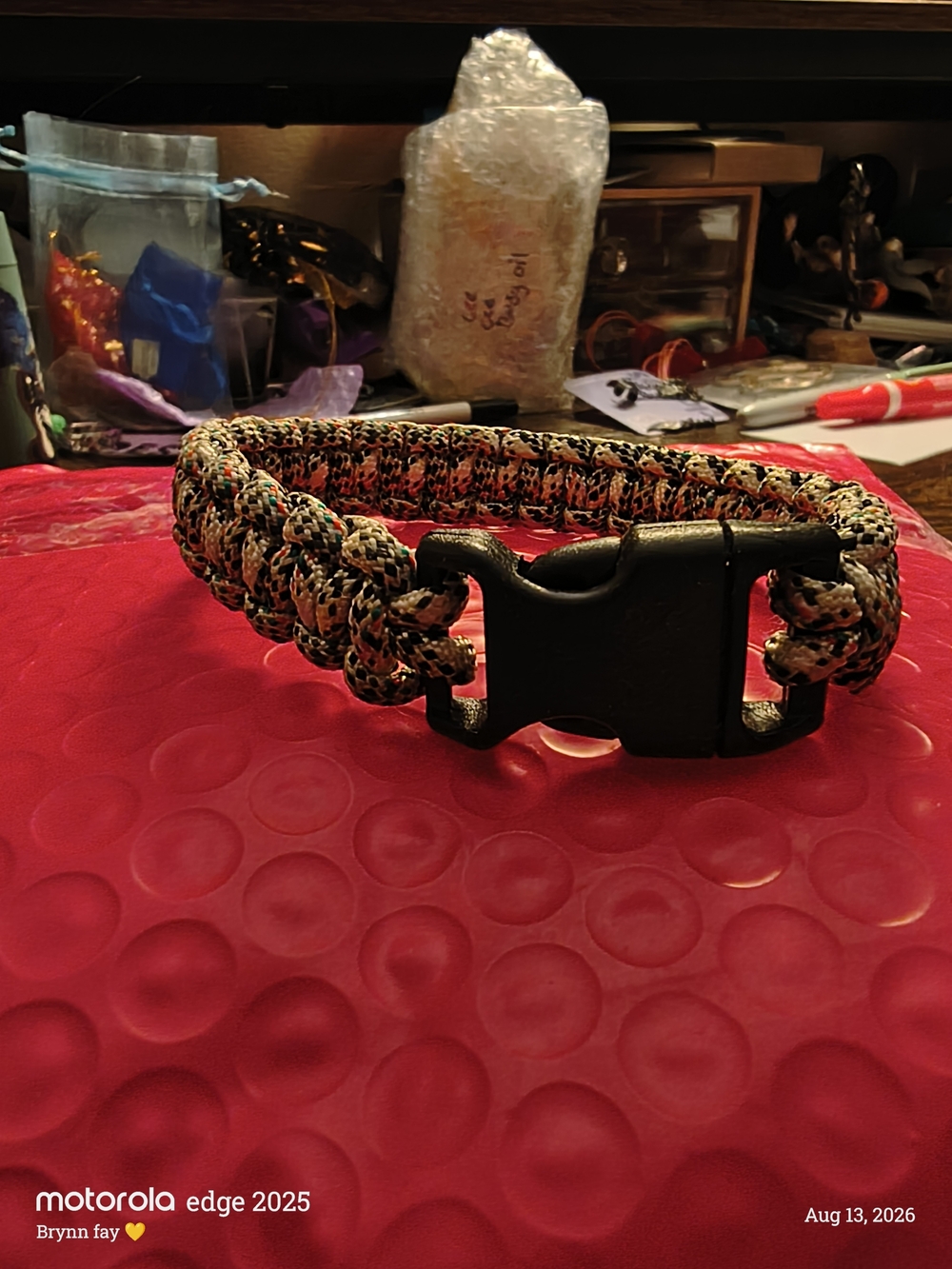 Amazon Multicolor Paracord Key & Card Holder Bracelet with Black Buckle